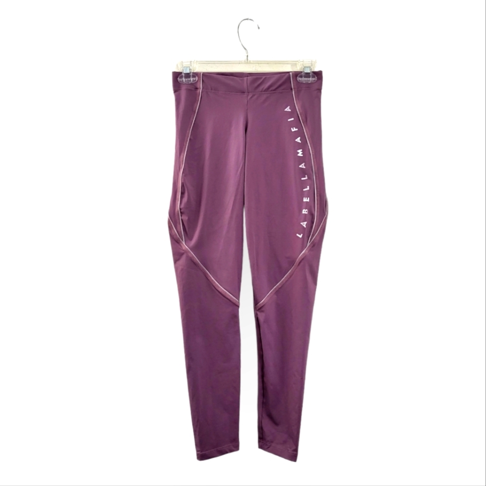 Labellamafia Purple Silver Reflective Stripe Leggings Small